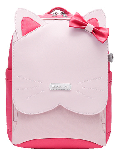 Mochila Escolar Diseño De Gato Impermeable Gran Capacidad Backpack Color Rosa Diseño De La Tela Liso