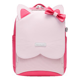 Mochila Escolar Diseño De Gato Impermeable Gran Capacidad Backpack Color Rosa Diseño De La Tela Liso