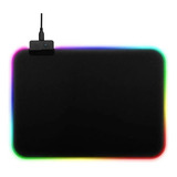 Mouse Pad Gamer Liso Com Iluminação Led Rgb 7 Cores 35x25 Cm Multicores Antiderrapante Luuk Young 2535 Preto