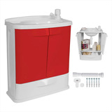 Gabinete Suspenso Para Banheiro Com Lavatório Astra Armário Pia Branco Móvel Branco/vermelho Quantidade De Furos Para Torneira Um Furo