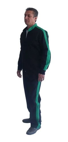 Overol De Trabajo Negro Con Verde En Gabardina