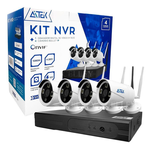 Kit Nvr 4 Canais Câmeras Gravador Digital De Vídeo Em Rede