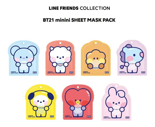Mascarilla Facial Bt21 Minini Line Friends Original Korea