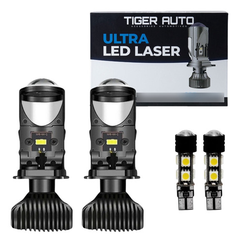 Lâmpada Farol H4 Ultra Led Laser E Pingo T10 Lente Projetor 