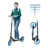 Scooter Patín Para Niños, Scooter Patin De Manillar Ajustable En 4 Niveles, Patín Plegable En Con Ruedas De Poliuretano De 28mm, Patines Del Diablo Clásico Ligero, Azul