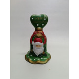 Campana Mano Antigua Porcelana Y Oleo Papa Noel Merry U.s.a