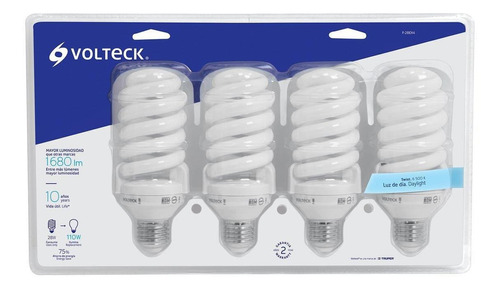 Pack 4 Lámparas Espiral T4 28 W Luz De Día, Caja, Volteck