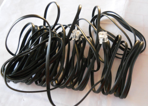 Cable Para Teléfono 8 Metros Color Negro Con Conectores