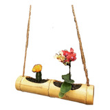 Macetera De Bambú Artesanal Decorativa / Adorno Jardin 2p