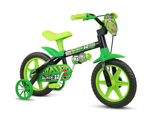 Bicicleta Infantil Nathor Aro 12 - Black Preto/verde