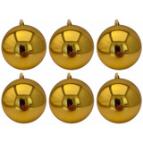 Kit 6 Bolas Bolinhas De Natal Dourado Dourado Lisas 10cm