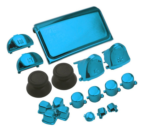  Botones Kit Compatible Con Ps4 15 Pzas Azul Metalico