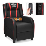 Silla Gamer Reclinable Videojuegos Masaje Gymax  Roja