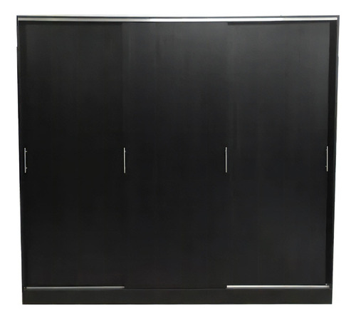 Placard Muebles Hedi 1.80m 240 X 180 Color Negro Fresno De Melamina Con 3 Puertas  Corredizas