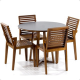 Mesa De Jantar Preta Lara Premium 100cm + 4 Cadeira Isabela