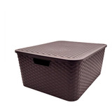 Caja Organizador Canasto Pvc Rattan N° 4 / 45x36x19cm / 3 Un