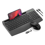 Combo Teclado Y Mouse Inalámbricos, Teclado Ergonómico Con