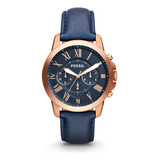 Relógio Masculino Fossil Grant Quartz Chronograph Em Ouro Ro