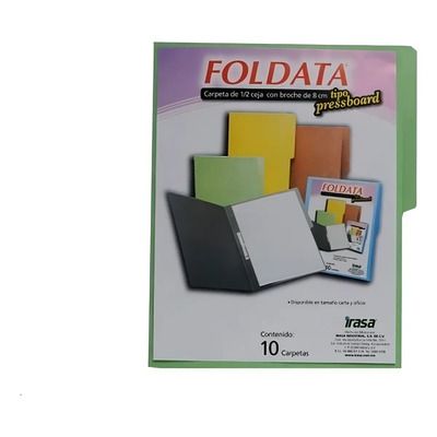 Carpeta Tipo Pressboard Oficio Liso Verde 10 Pzas Marca FOLDATA | MercadoLibre