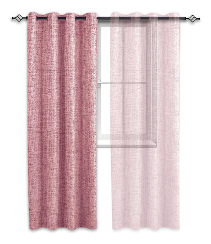 Cortina Blackout 100% Casatua 1 Paño 140x220 Cm Textura Lino Color Rosa