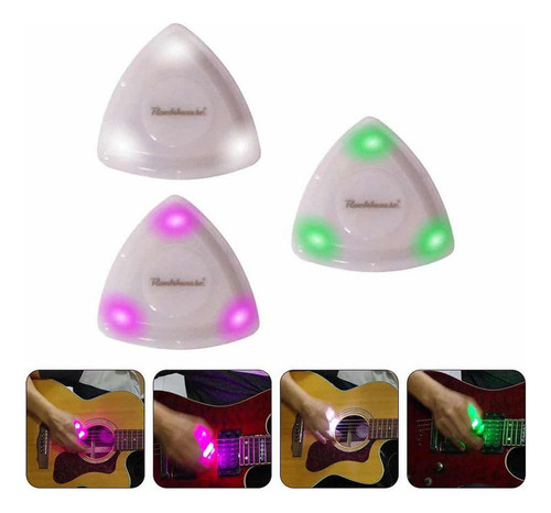 Púa De Guitarra Con Luz Led, Plumilla Conluz Guitarra Blanco