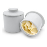 Manteigueira Francesa Porcelana Branca Premium