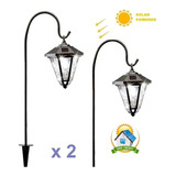 Farol Solar Led Estaca Jardin Con Pinche De Metal Pack X2 !!