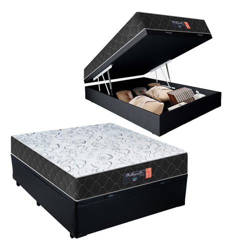 Cama Box Baú Casal + Colchão Semi Ortopédico Extra Firme D33