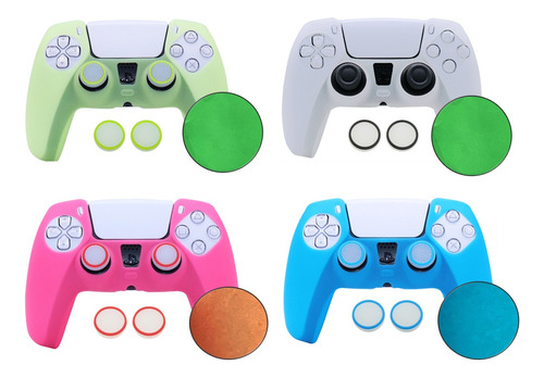 Capa Silicone Controle Para Ps5 Brilha Escuro + Par Grips