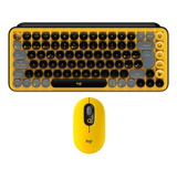 Combo Logitech Mouse Pop+teclado Mecánico Pop Keys Amarillo