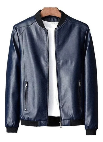 Chaqueta De Cuero Para Hombre Tendencia De Cuello De Talla Grande