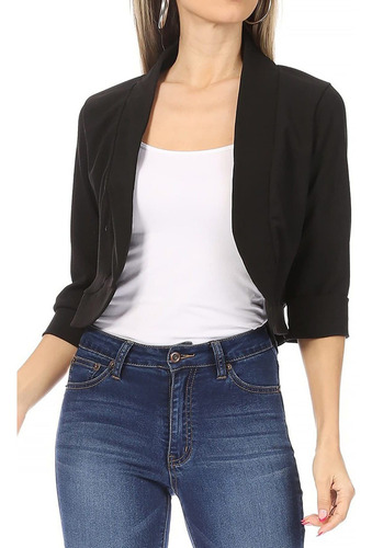 Chamarra Top Blazer Manga Corta Cardigan