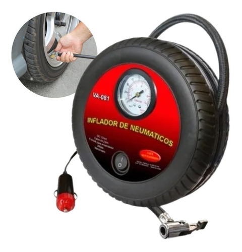 Compresor Portátil 12v Inflador Aire Rueda Auto Bici Pelota