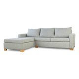 Sillon Esquinero En L 4 Cuerpos 250x180  Chenille Patas Pvc Color Gris Diseño De La Tela Rustica