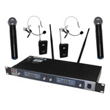 Microfono Inalambrico Combo 2 Mano 2 Vincha Uhf 80mt Estuche