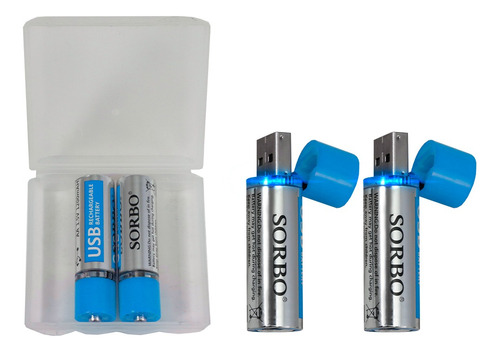 Batería Recargable Usb Aa Sorbo 1200mah 2 Piezas Pila