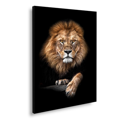 Quadro Tela Decorativo Leão Luxo 90x60 Grande Cor Preto Ecodecor
