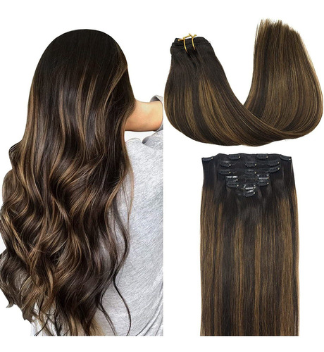 Extensiones Cabello Natural 14in Balayage Marrón Oscur 120gr