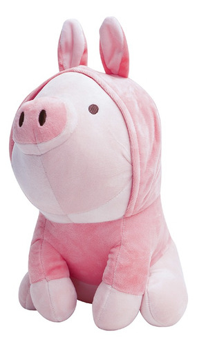 Miniso Peluche De Cerdito Sentado Con Capucha De Conejo Rosa