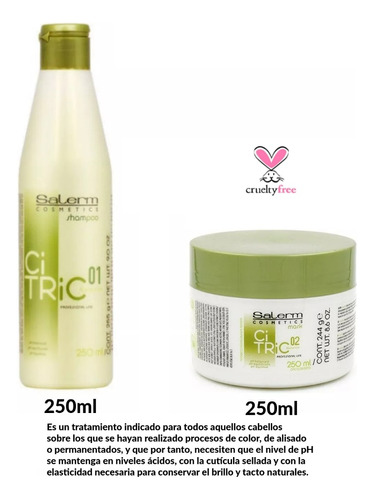 Kit Shampoo Crema Tratamiento Citric Salerm Cosmetic Capilar