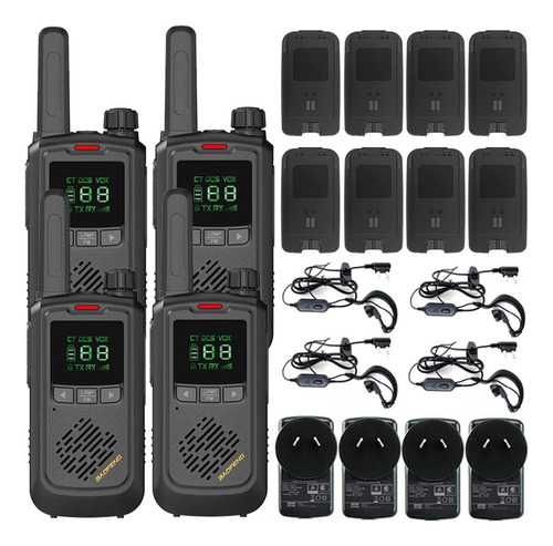 Handy Baofeng Kit X4 Radios Uhf Lcd 16ch 10km Bft17 + Extras