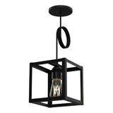 Colgante Cubo Cuadrado Retro Artefacto Minimalista 1 Luz Color Negro