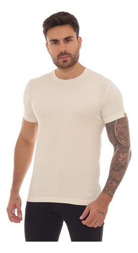 Camiseta Masculina Básica Com  Elastano Em Malha Premium