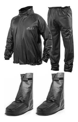 Roupa Motociclista Capa De Chuva Flex Pvc + Polaina Delta