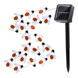 30 Leds Forma De Abelha Luzes De Corda Solar Brilhante Decor