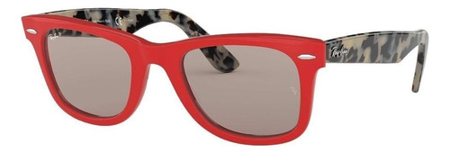 Ray Ban Rb2140 1243p2 Wayfarer Polarizado Ciruela Rojo Carey