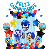 Set Globos Decoración Feliz Cumpleaños Sonic Fiesta