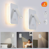 Lámparas De Pared Led Interiores Luz Blanca Cálida 3w 2pzs Color Blanco