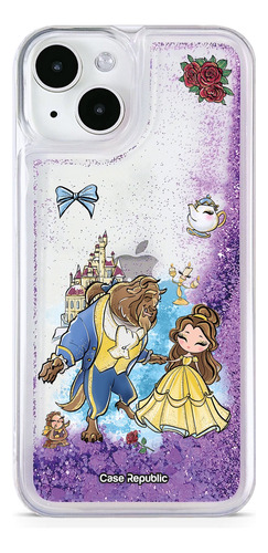 Funda Celular Para iPhone Bella Y Bestia Disney Glitter Liq