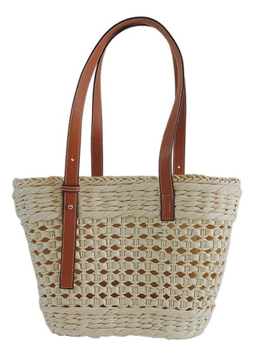 Bolso De Playa De Paja Tejido Grande Para Mujer, Bolso De